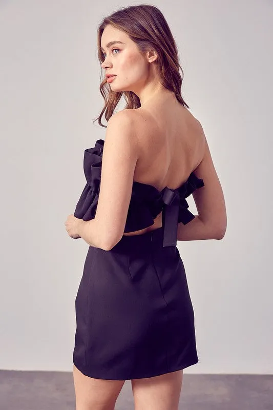 MANDY OPEN SHOULDER RUFFLE DETAIL DRESS