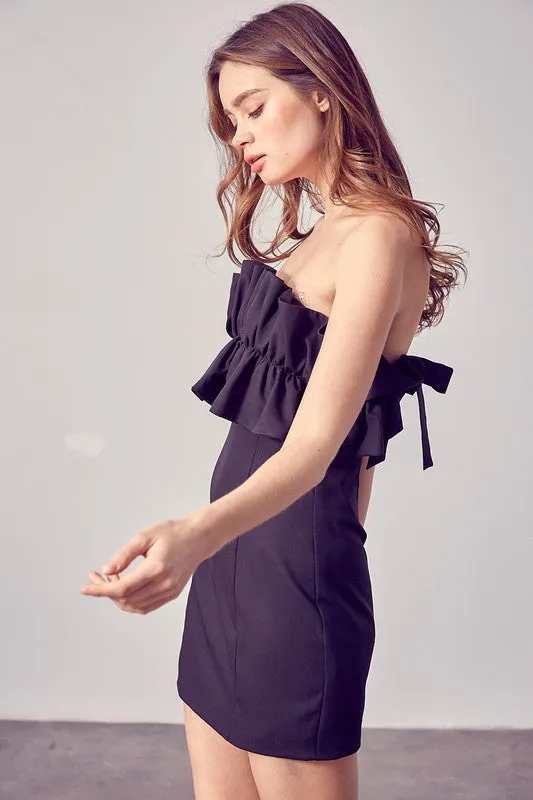 MANDY OPEN SHOULDER RUFFLE DETAIL DRESS