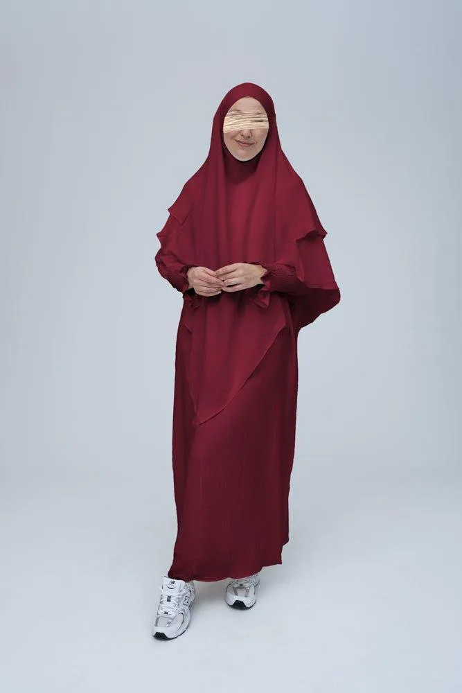 Maroon Pristine prayer gown for Omrah or prayer