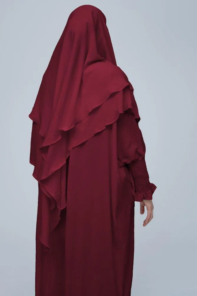 Maroon Pristine prayer gown for Omrah or prayer