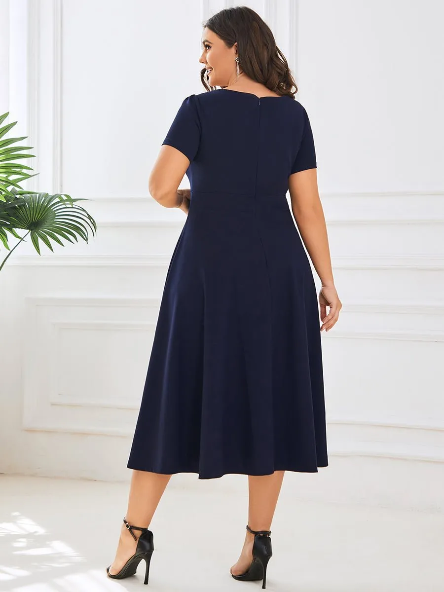 Miranda classic tea length mother of the bride dress in Navy Express NZ wide
