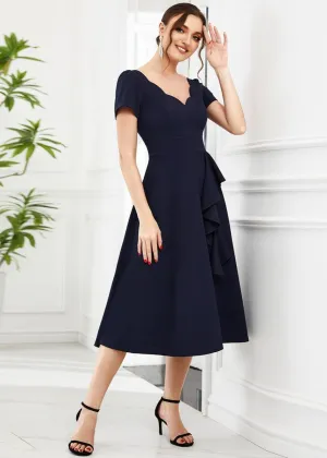 Miranda classic tea length mother of the bride dress in Navy Express NZ wide
