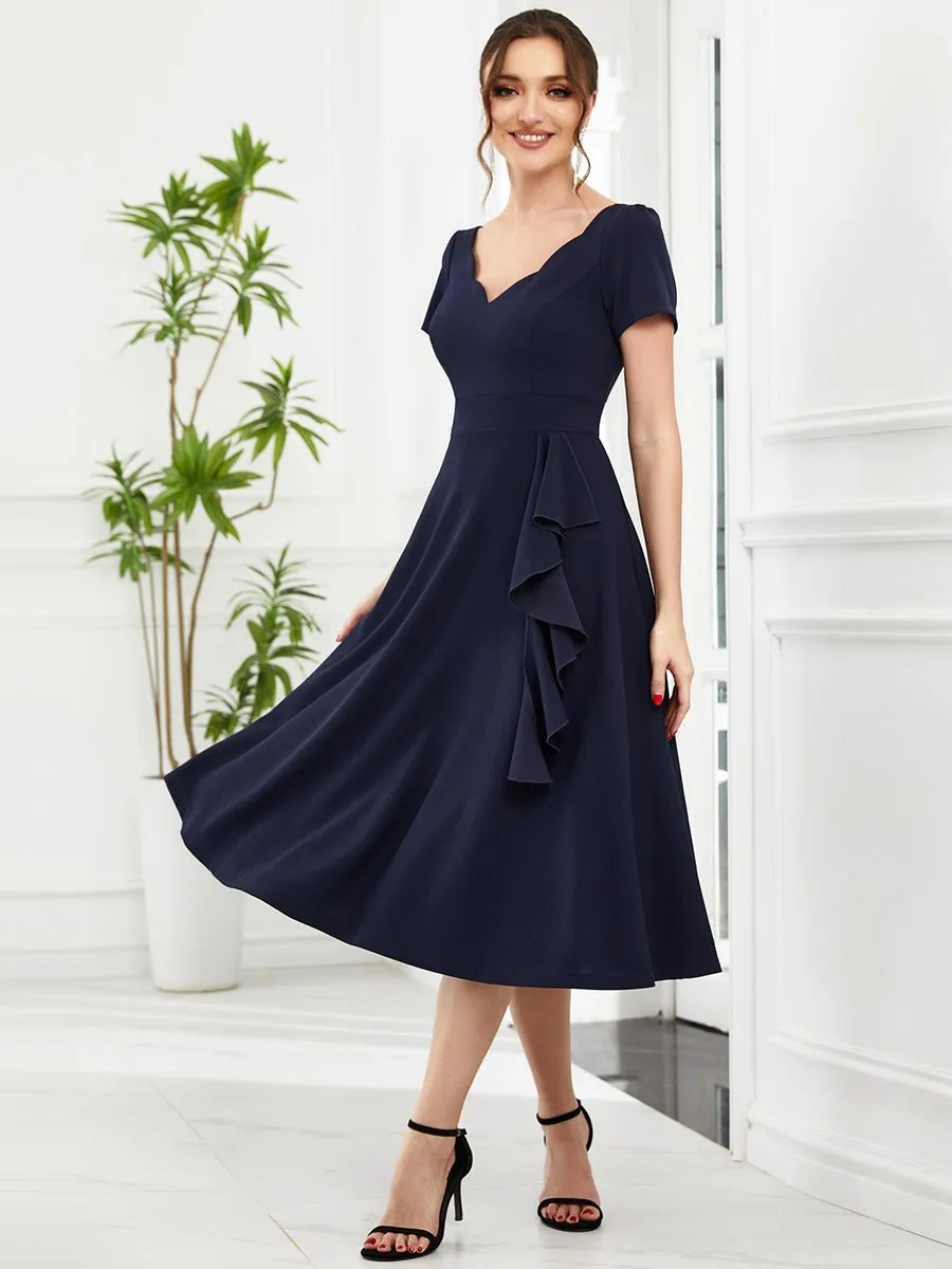 Miranda classic tea length mother of the bride dress in Navy Express NZ wide