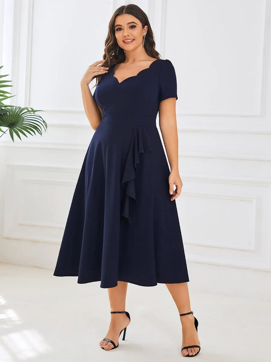 Miranda classic tea length mother of the bride dress in Navy Express NZ wide