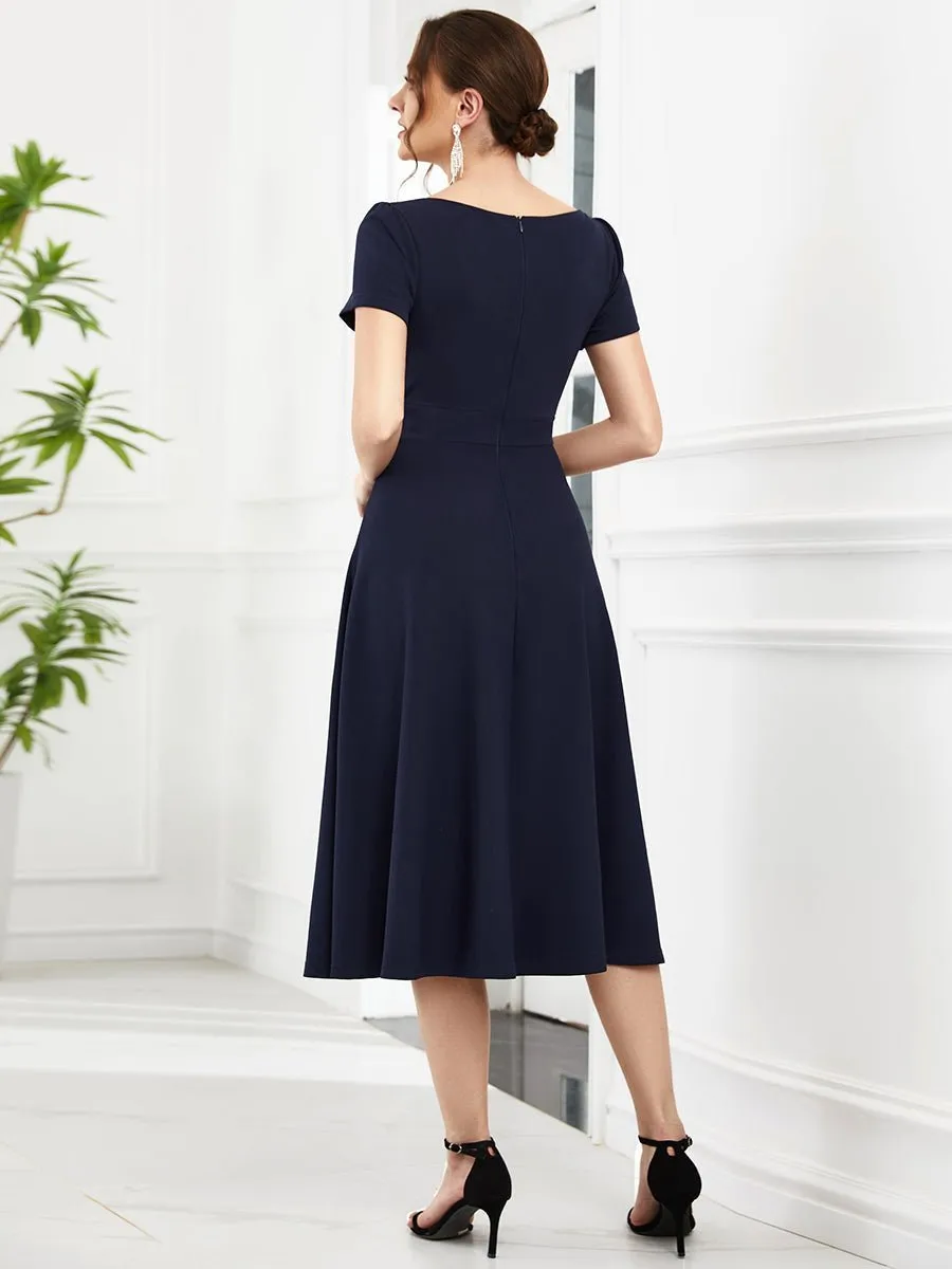 Miranda classic tea length mother of the bride dress in Navy Express NZ wide