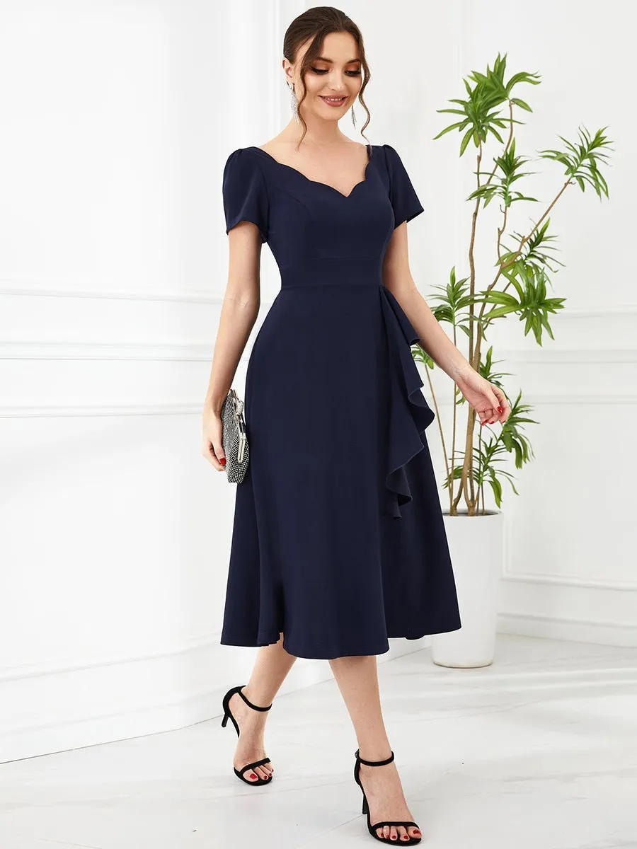 Miranda classic tea length mother of the bride dress in Navy Express NZ wide