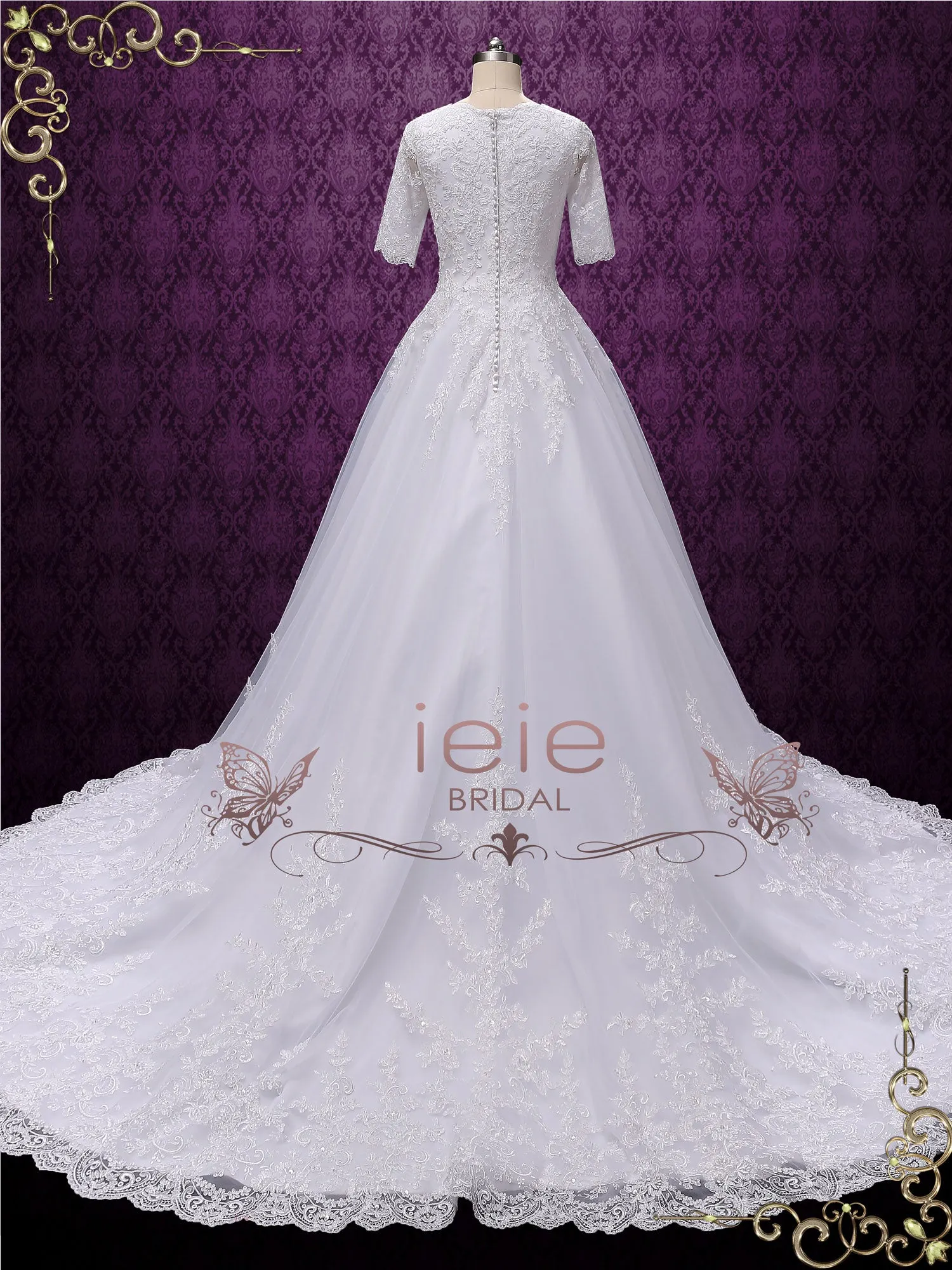 Modest Ball Gown Wedding Dress with Sleeves MADISON