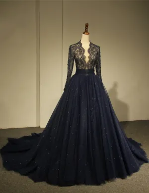 Modest Luxury Long Sleeve Lace Colorful Wedding Dress