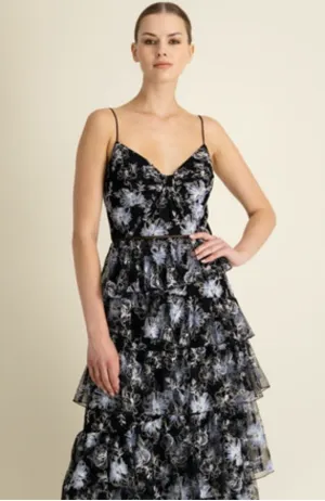 Monique Lhuillier - Sleeveless Mesh Midi Dress - Jet