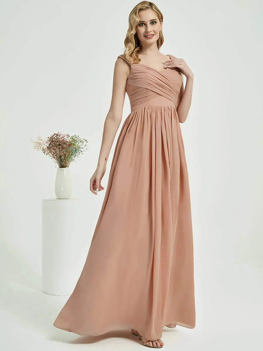 Mulberry Sweetheart Backless Chiffon Floor-Length Bridesmaid Dress