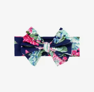Navy Floral Messy Bow Headwrap Baby