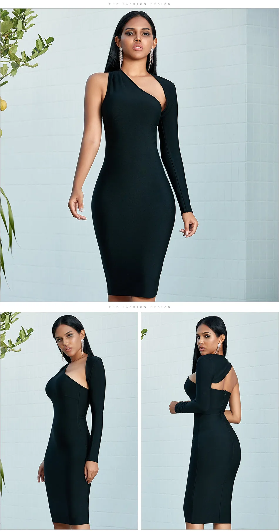 New Autumn Red One Shoulder Long Sleeve Bandage Dress Women Sexy Hollow Out Club Maxi Celebrity Runway Party Dress Vestido