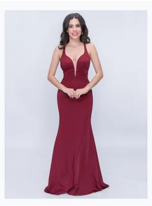 Nina Canacci 1417 Sleeveless Long Gown With Mesh Inset