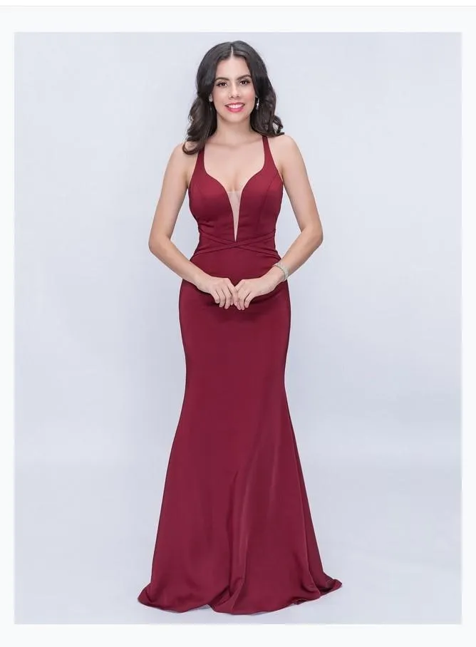 Nina Canacci 1417 Sleeveless Long Gown With Mesh Inset