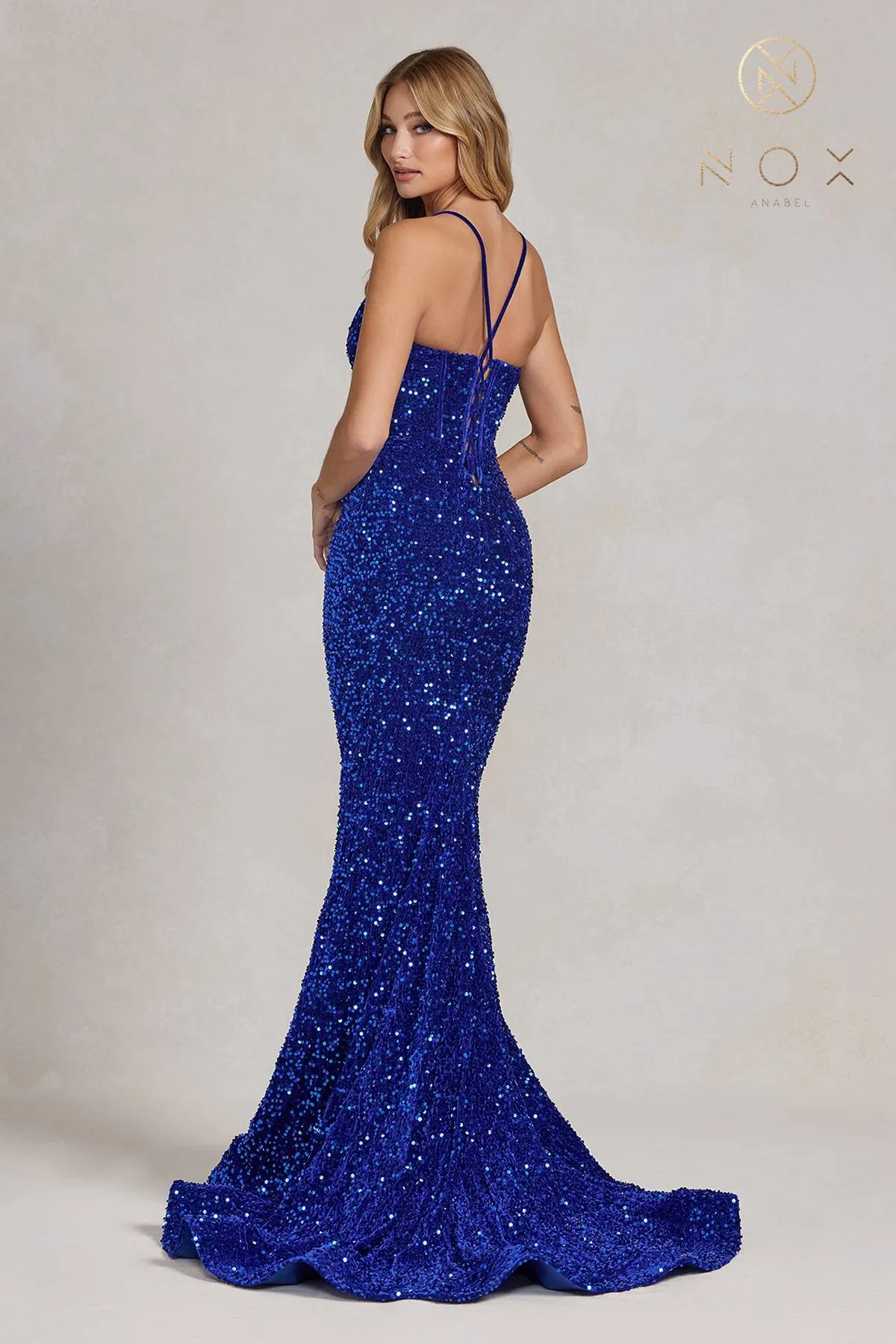 Nox Anabel C1109 Floor Length Plunging Neckline Formal Gown