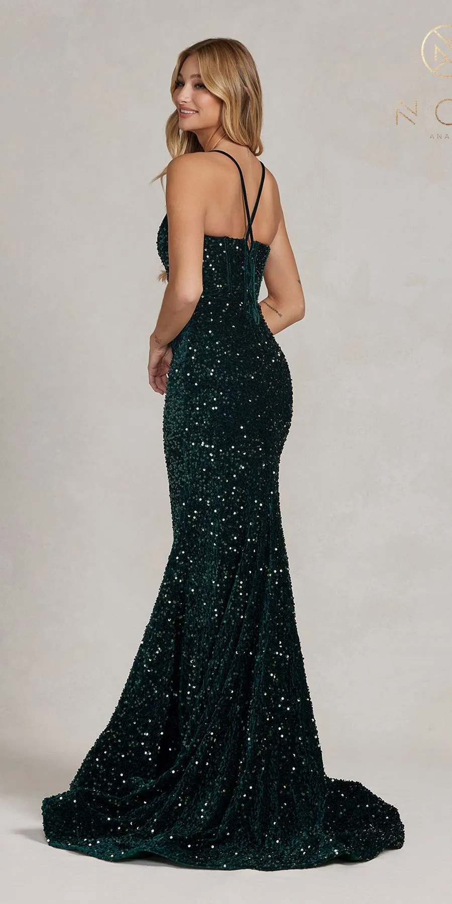 Nox Anabel C1109 Floor Length Plunging Neckline Formal Gown