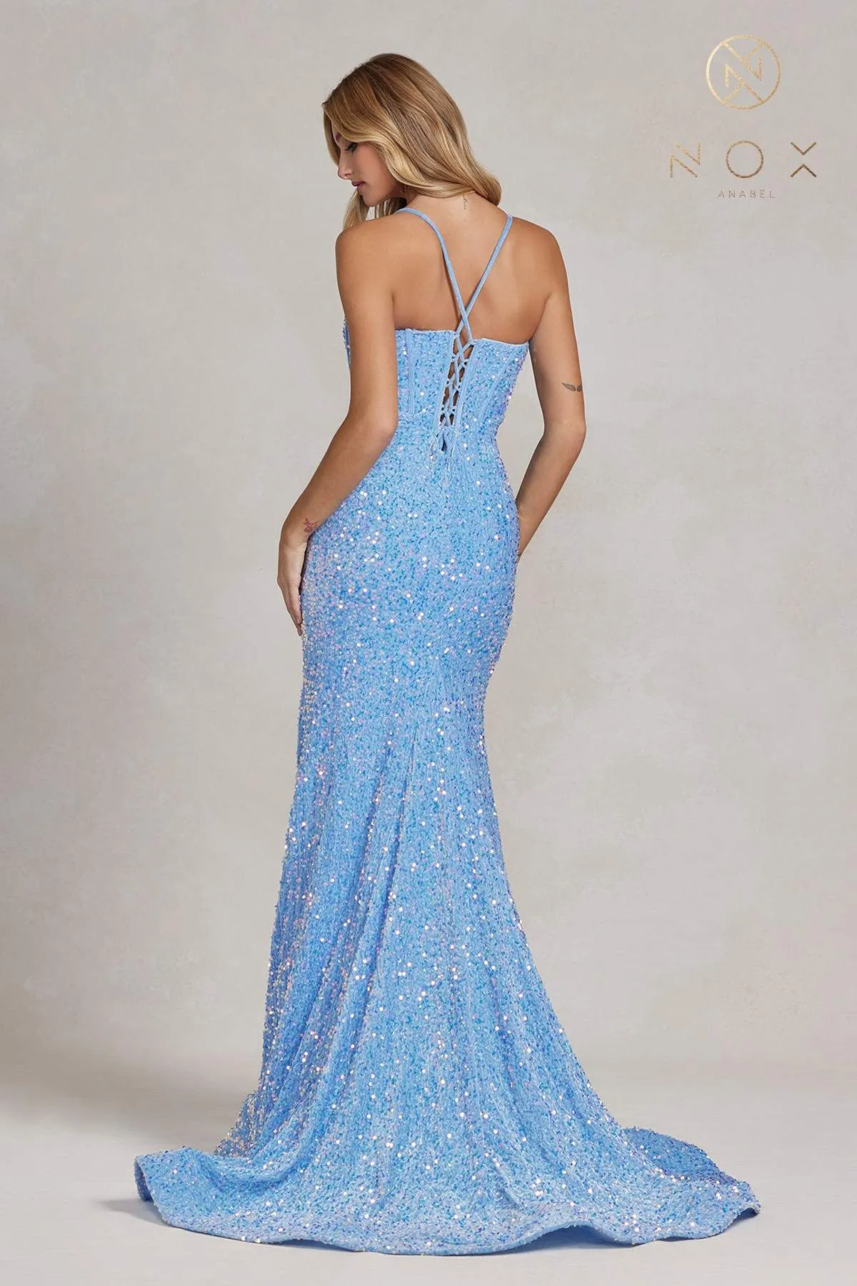 Nox Anabel C1109 Floor Length Plunging Neckline Formal Gown