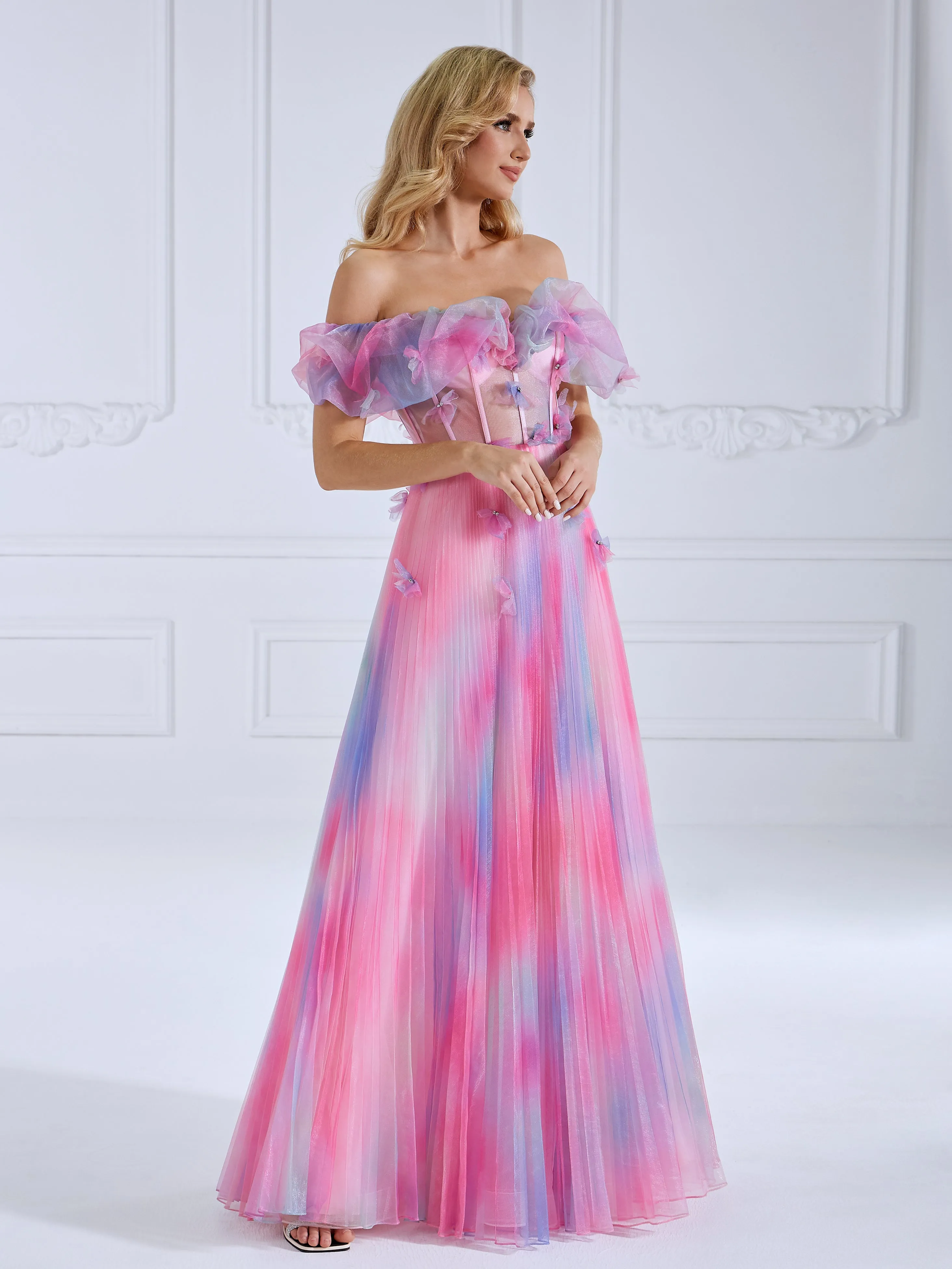Off The Shoulder A Line Elegant Maxi Prom Gown #90066