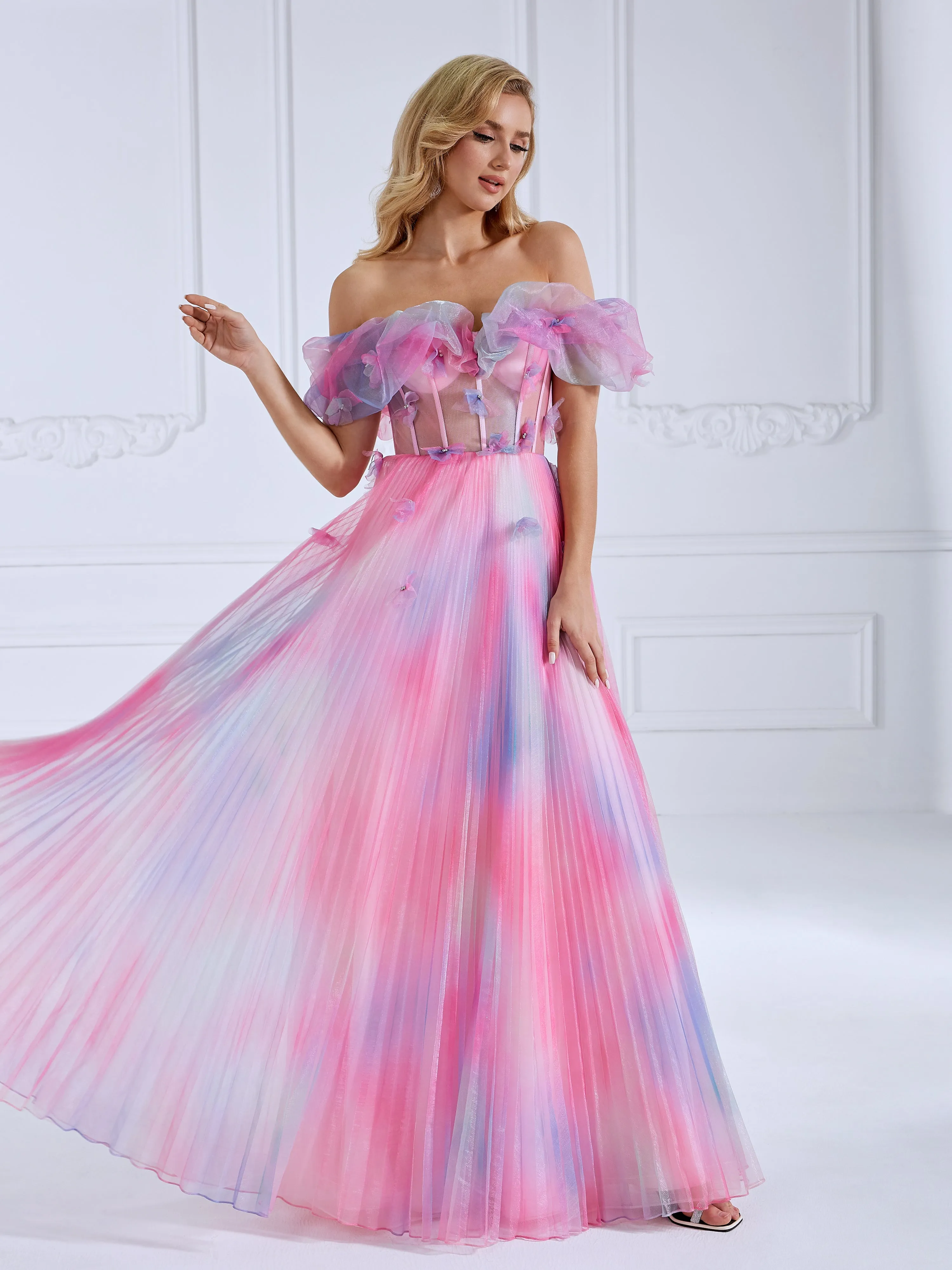Off The Shoulder A Line Elegant Maxi Prom Gown #90066