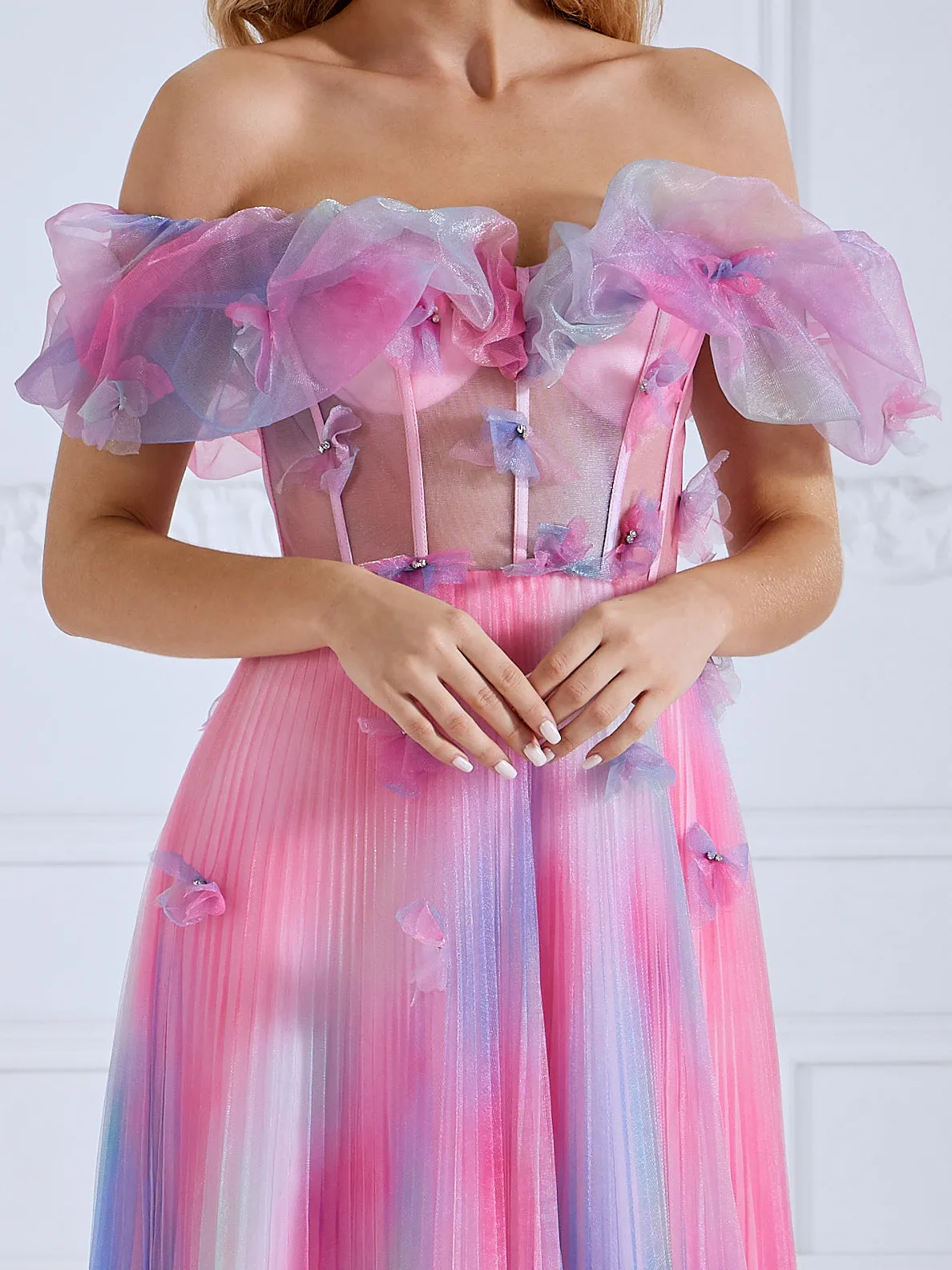Off The Shoulder A Line Elegant Maxi Prom Gown #90066