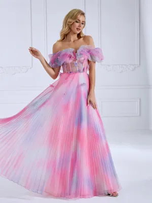 Off The Shoulder A Line Elegant Maxi Prom Gown #90066