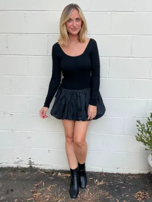 On Point Long Sleeve Bubble Hem Mini Dress