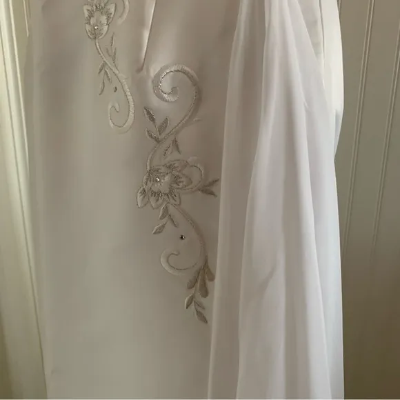 One Shoulder Jessica McClintock Ivory Wedding Gown with Silver Embroidery