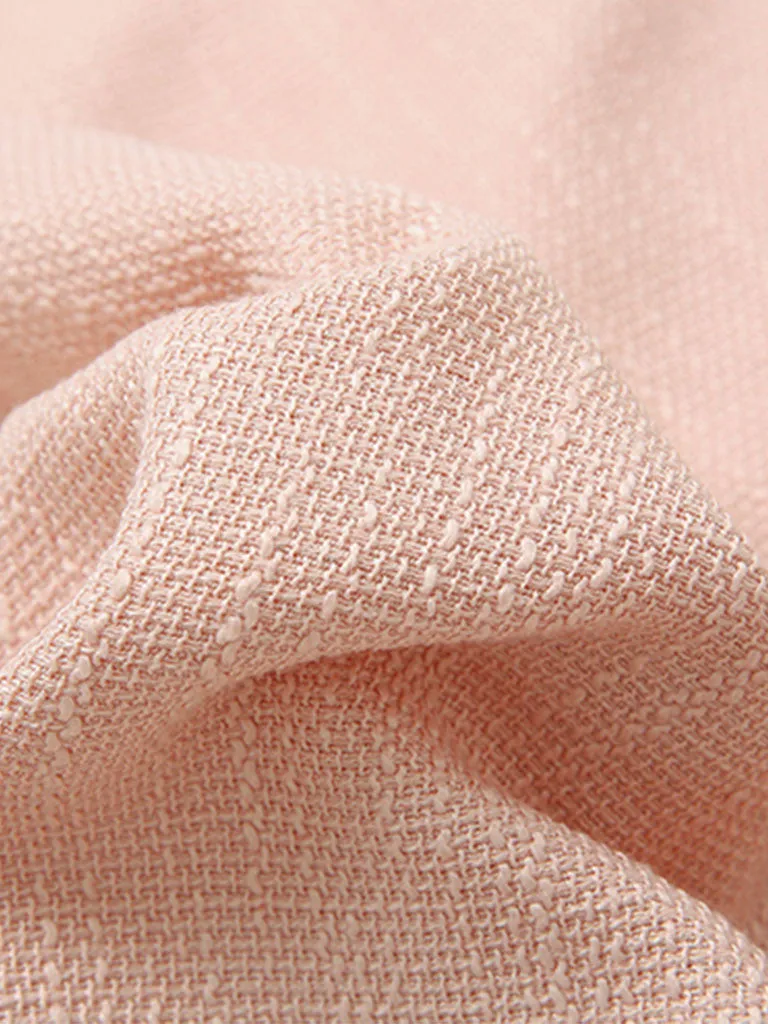 Orange Pink Peter Pan Collar Retro Swing Tweed Dress With Long Sleeve For Winter