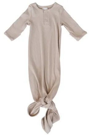 Organic Cotton Ribbed Knot Gown - Oatmeal