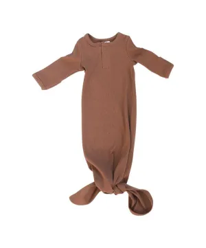 Organic Cotton Ribbed Knot Gown -Rust