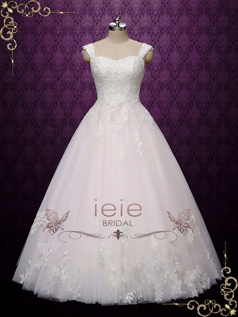 Pearl Pink Lace Ball Gown Wedding Dress | Chloe
