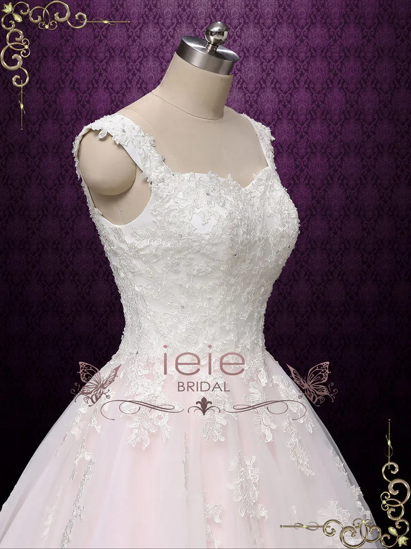 Pearl Pink Lace Ball Gown Wedding Dress | Chloe
