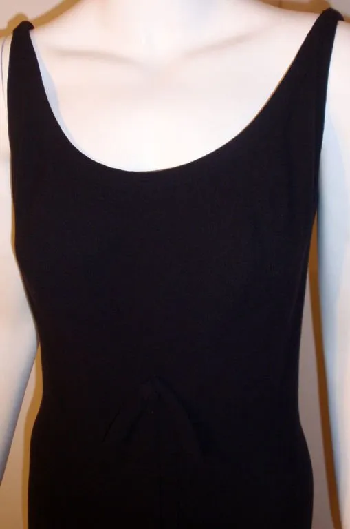 PIERRE BALMAIN 1960s Long Navy Crepe Dress
