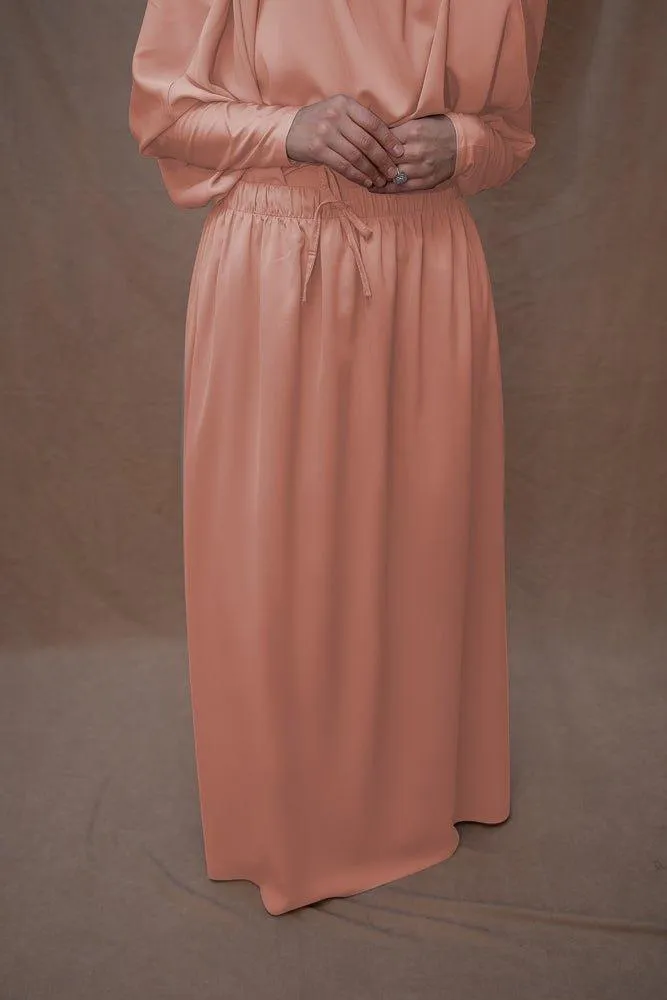 Pink Moira prayer Umrah gown with niqab feature