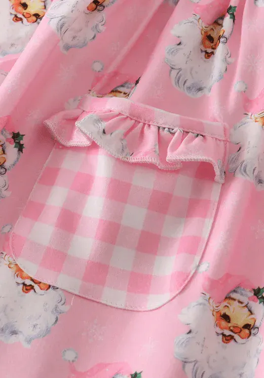 Pink Santa Ruffle Pocket Dress