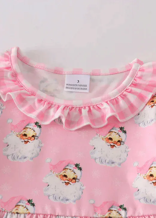 Pink Santa Ruffle Pocket Dress
