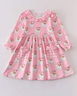 Pink Santa Ruffle Pocket Dress