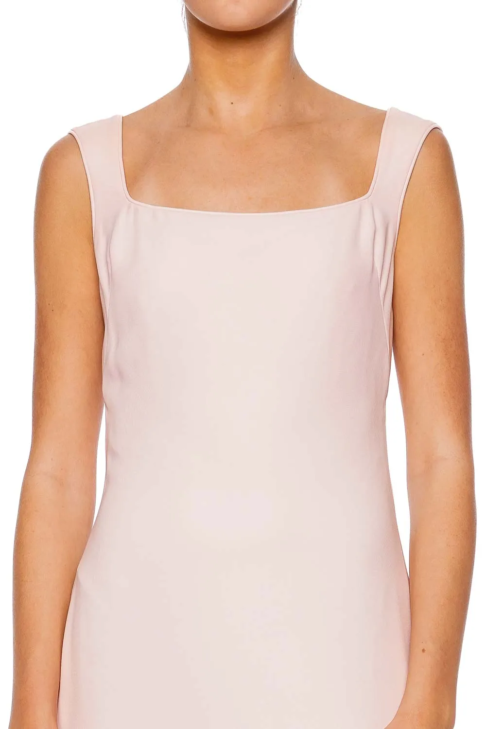 Pink Sleeveless Crepe Bow Gown