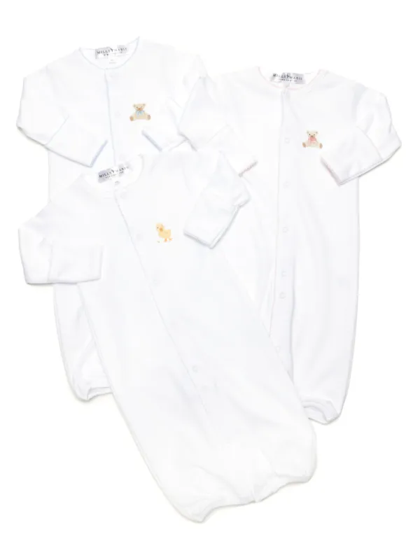 Pink Teddy Bear Pima Converter Gown | White/Lt Pink