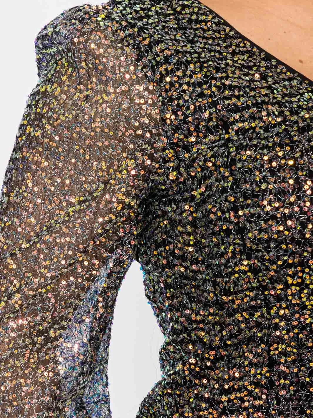 PLUS SIZE LONG SLEEVES V-NECK BODYCON SEQUINS MINI DRESS