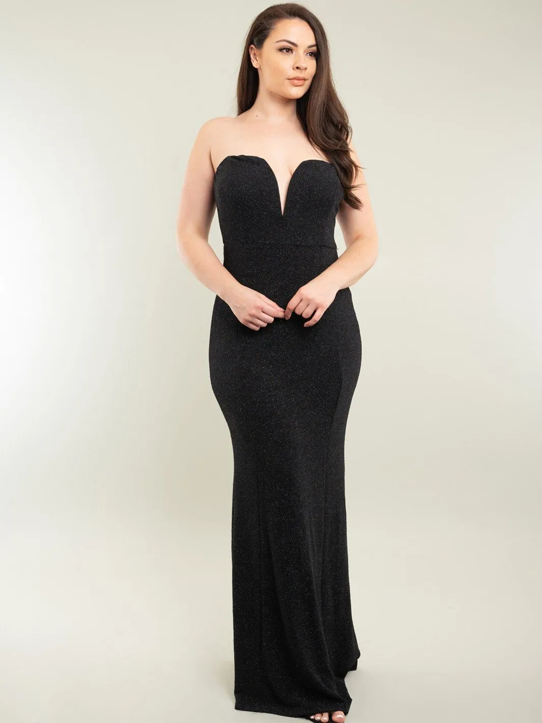 PLUS SIZE STRAPLESS GOWN DRESS