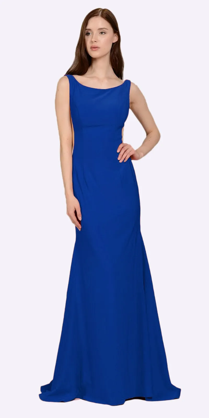 Poly USA 8168 Long Fitted Dress with Sheer Side Cut-Outs and Slit