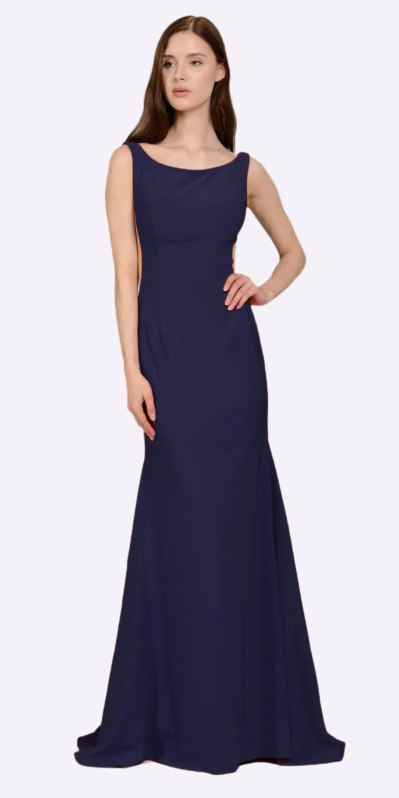 Poly USA 8168 Long Fitted Dress with Sheer Side Cut-Outs and Slit