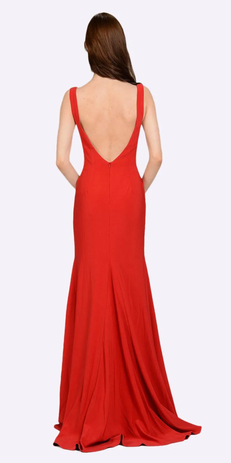 Poly USA 8168 Long Fitted Dress with Sheer Side Cut-Outs and Slit