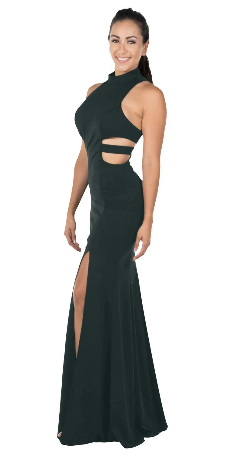 Poly USA 8248 Racer Back Long Dress with Side Cut-Outs