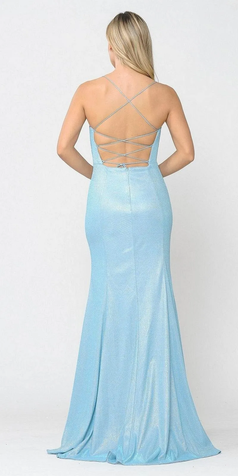 Poly USA 8668 Mermaid Style Long Dress with Spaghetti Straps
