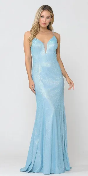 Poly USA 8668 Mermaid Style Long Dress with Spaghetti Straps