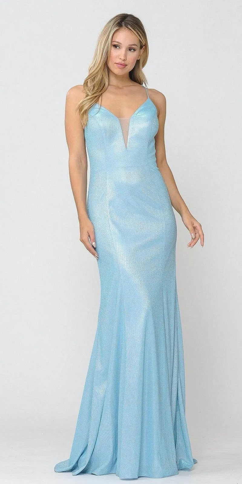 Poly USA 8668 Mermaid Style Long Dress with Spaghetti Straps