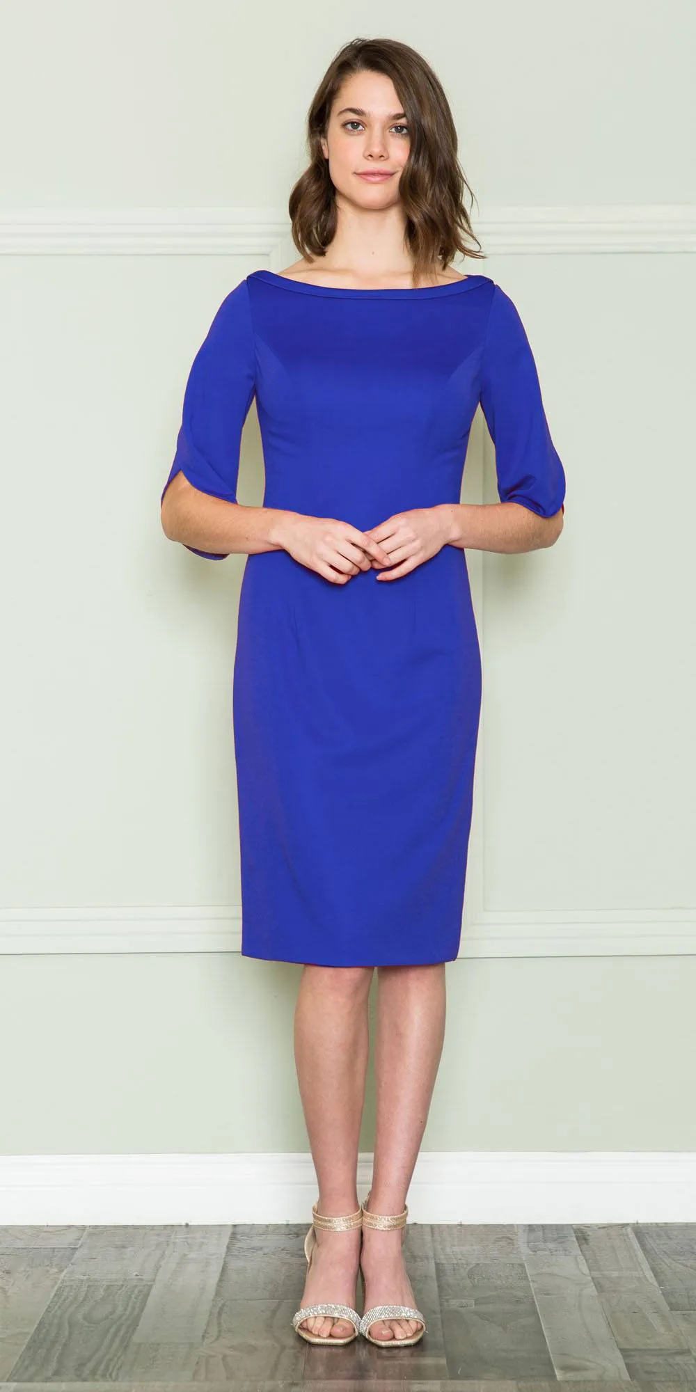 Poly USA 8772 Knee Length Heavy Jersey Boat Neck Dress