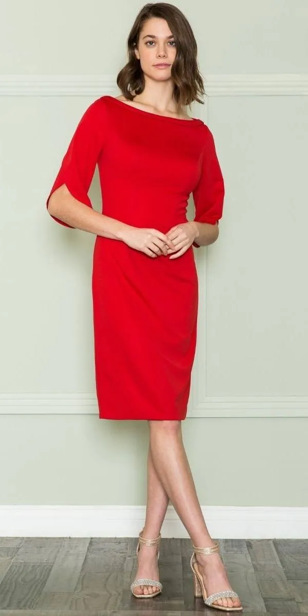 Poly USA 8772 Knee Length Heavy Jersey Boat Neck Dress